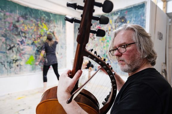 Photo: Pete Goding Peter Nagle playing Beestaara Cello